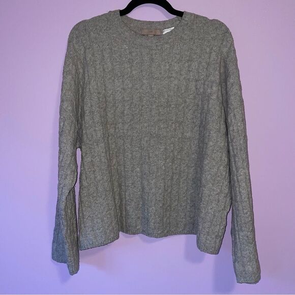 H&M L Wool Blend Cable Knit Sweater Gray - Picture 1 of 5